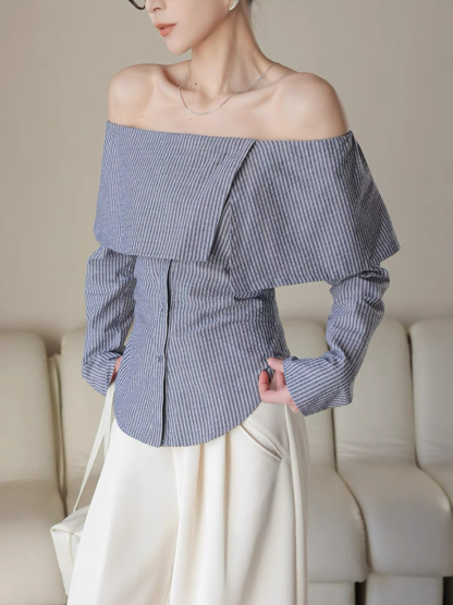 Xenobia Off Shoulder Stripe Shirt