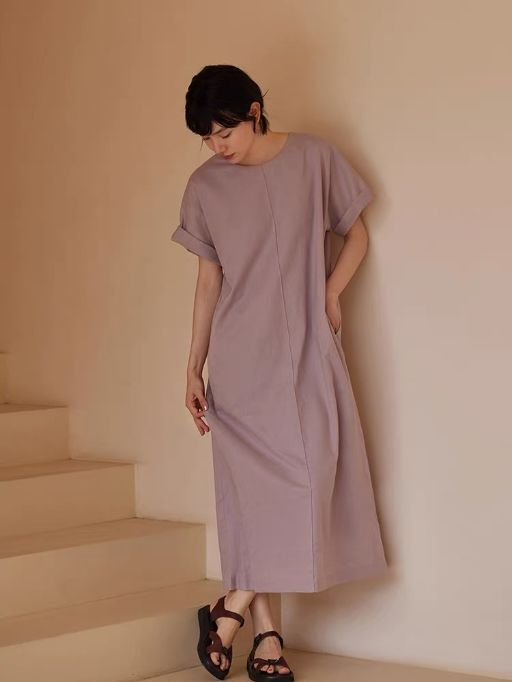Harlan Linen Cotton Blend Waist Tie Dress