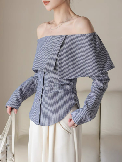Xenobia Off Shoulder Stripe Shirt