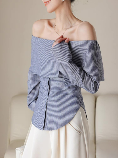Xenobia Off Shoulder Stripe Shirt