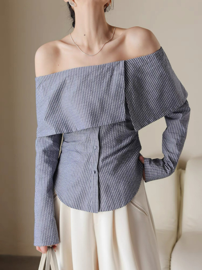 Xenobia Off Shoulder Stripe Shirt