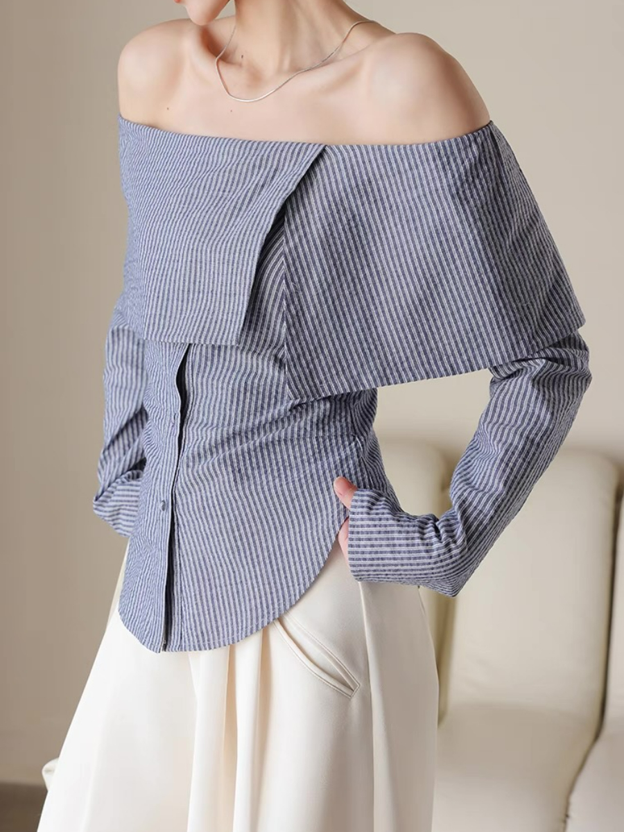 Xenobia Off Shoulder Stripe Shirt