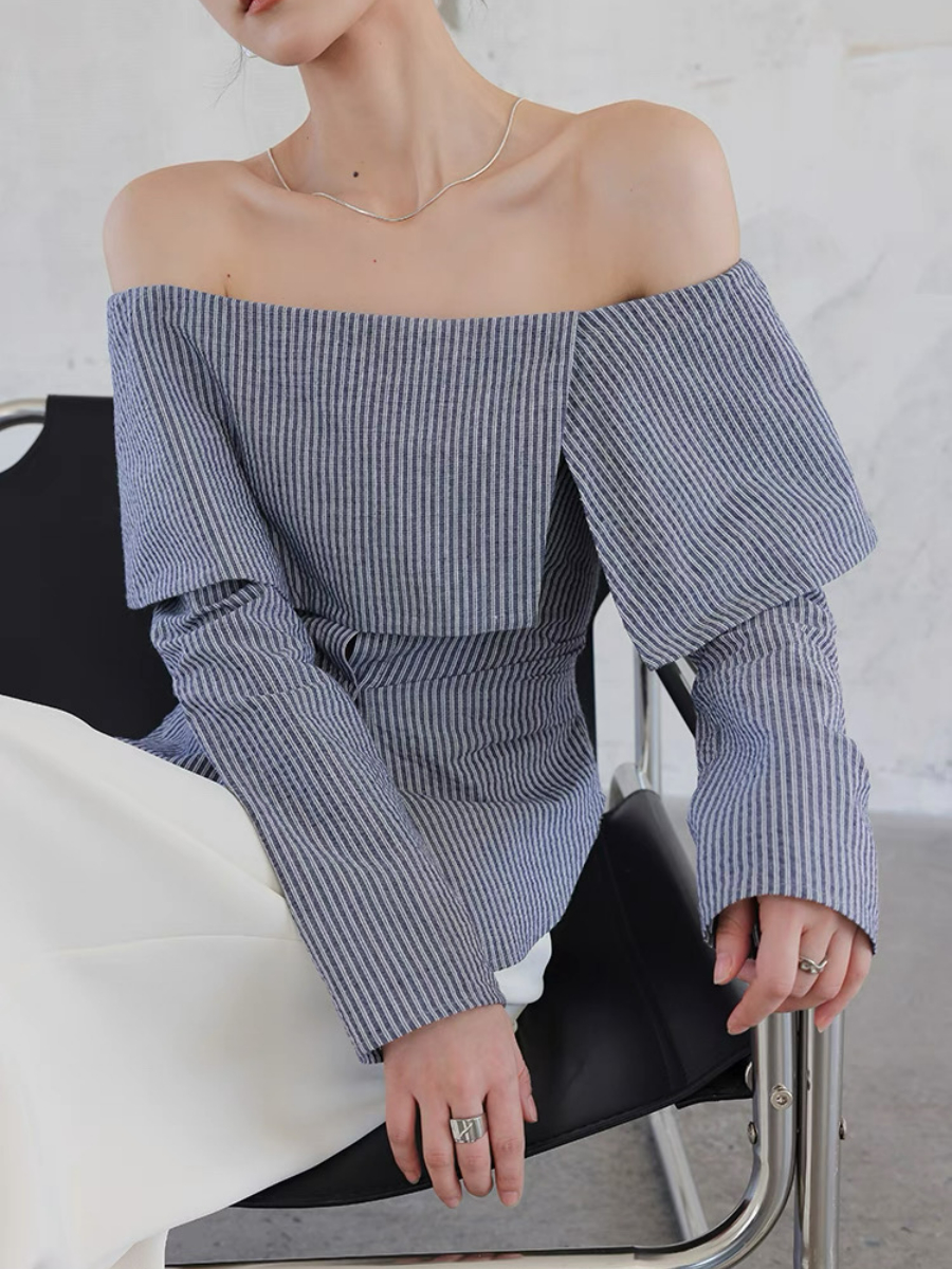 Xenobia Off Shoulder Stripe Shirt