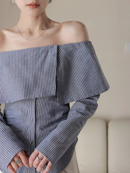 Xenobia Off Shoulder Stripe Shirt