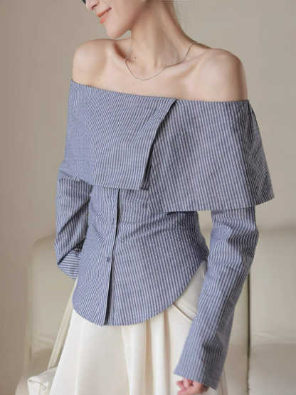 Xenobia Off Shoulder Stripe Shirt