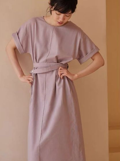 Harlan Linen Cotton Blend Waist Tie Dress