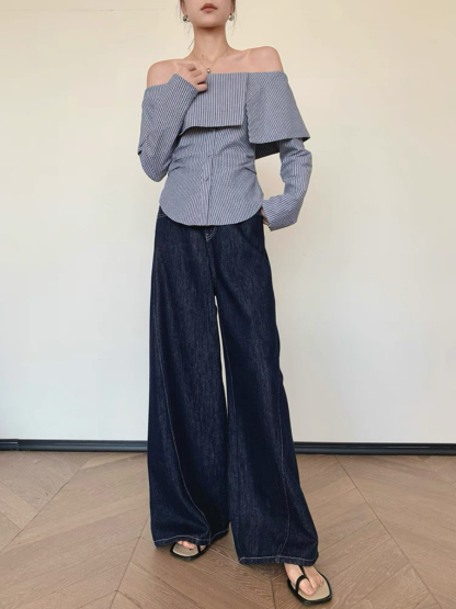 Xenobia Off Shoulder Stripe Shirt