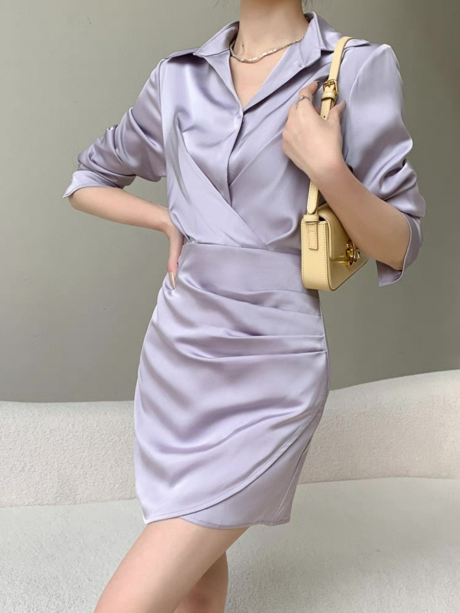 Xavienna Satin Shirt Dress