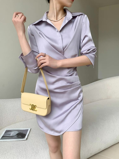 Xavienna Satin Shirt Dress