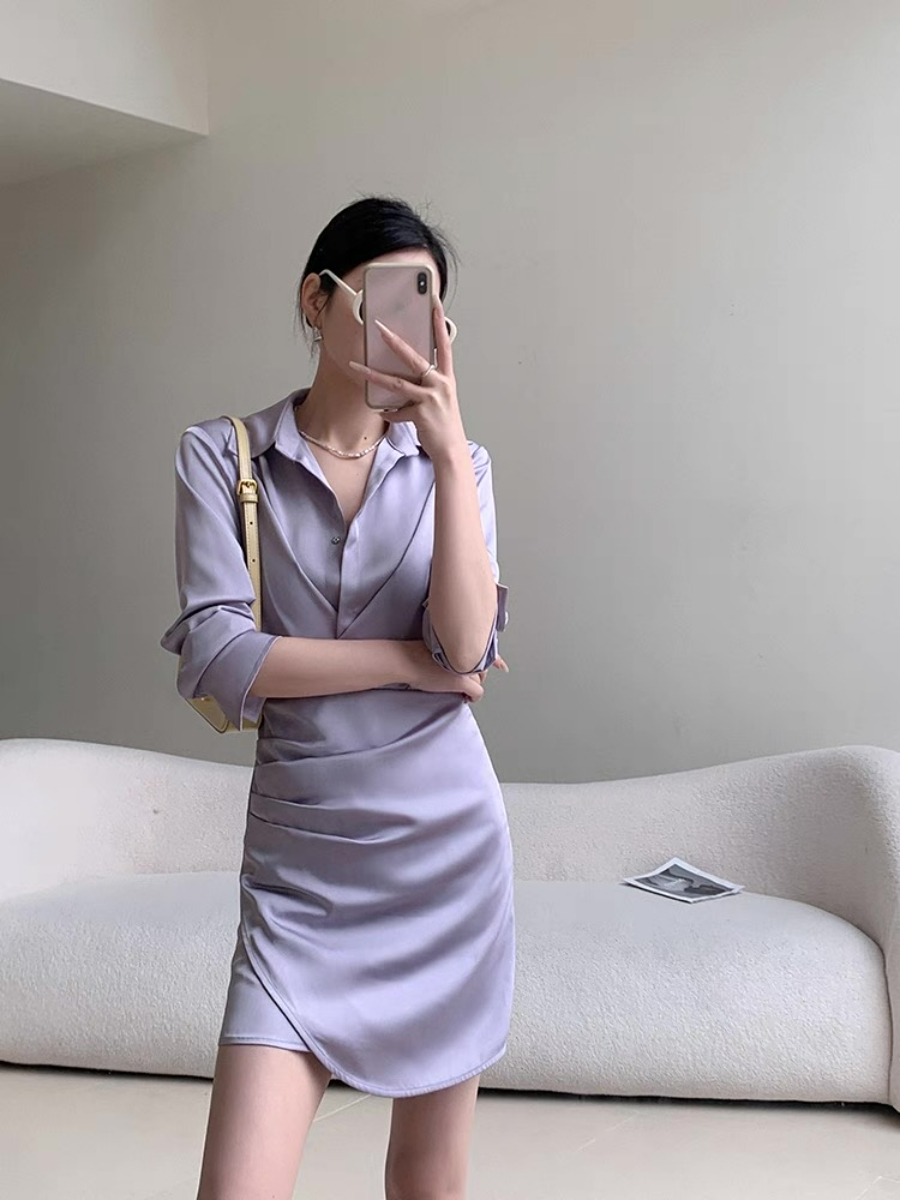 Xavienna Satin Shirt Dress
