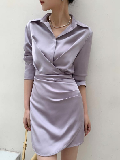 Xavienna Satin Shirt Dress
