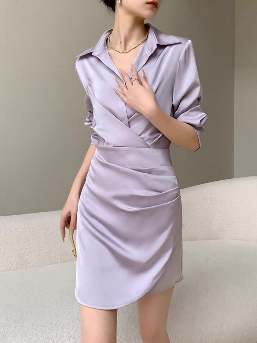 Xavienna Satin Shirt Dress