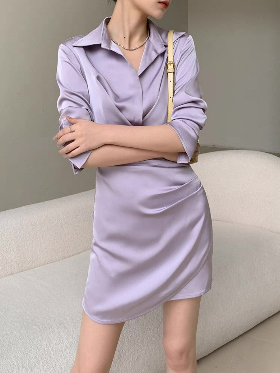 Xavienna Satin Shirt Dress