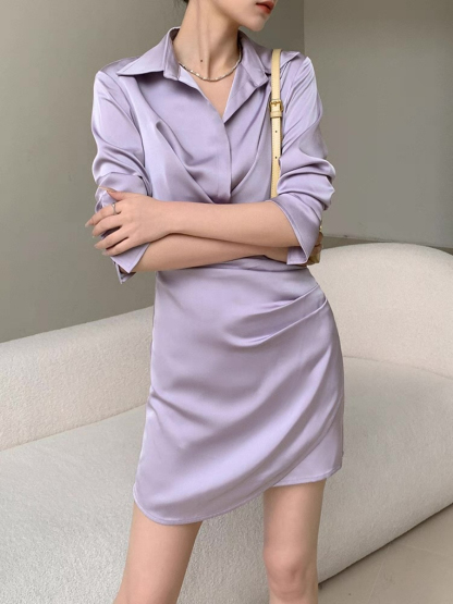 Xavienna Satin Shirt Dress