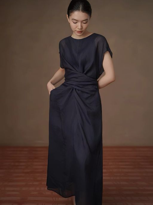 Hollis Waist Knot Ramie Linen Dress