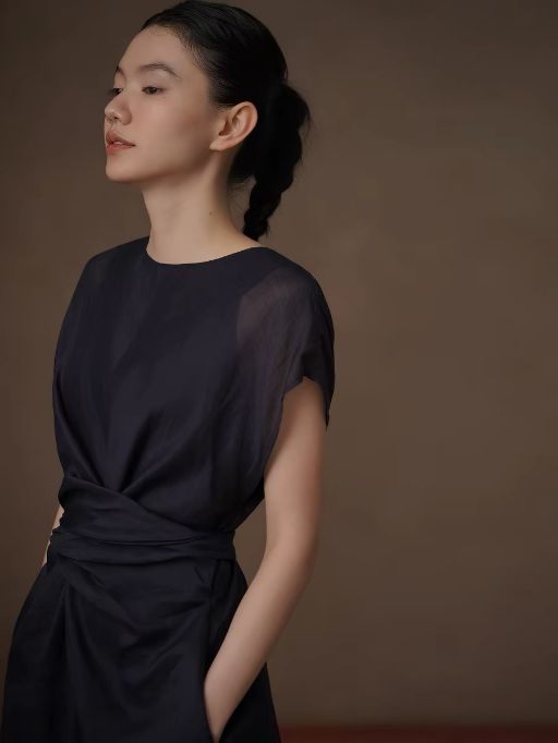 Hollis Waist Knot Ramie Linen Dress