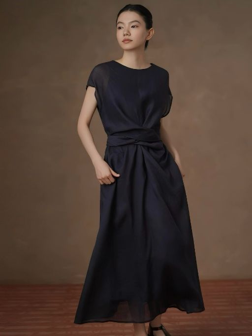 Hollis Waist Knot Ramie Linen Dress
