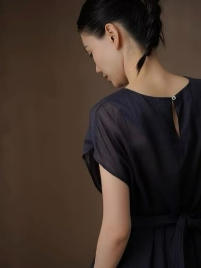 Hollis Waist Knot Ramie Linen Dress