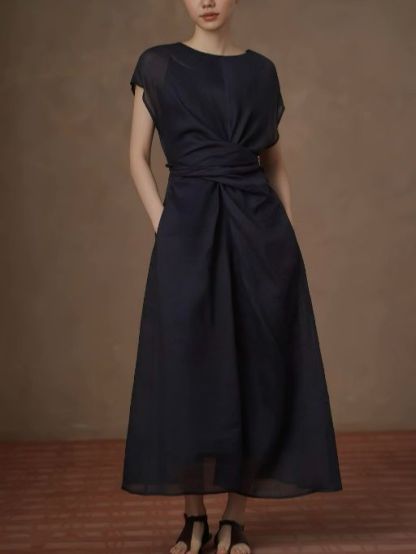 Hollis Waist Knot Ramie Linen Dress