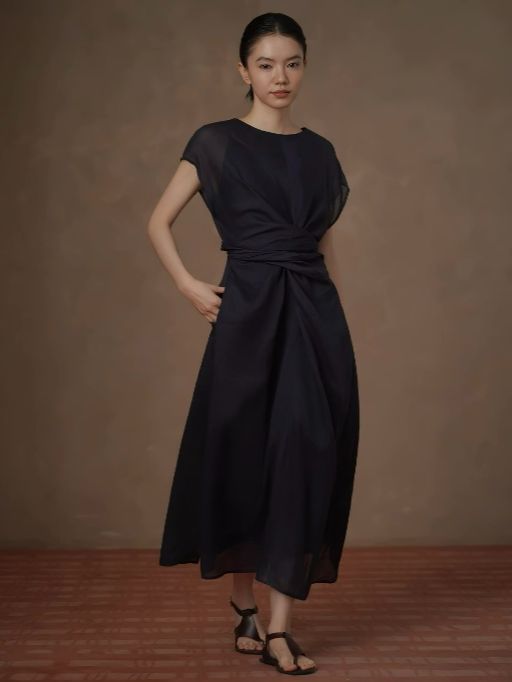 Hollis Waist Knot Ramie Linen Dress
