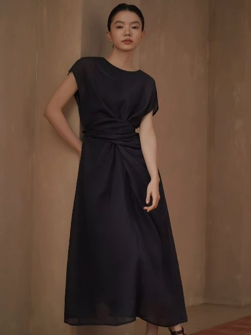 Hollis Waist Knot Ramie Linen Dress