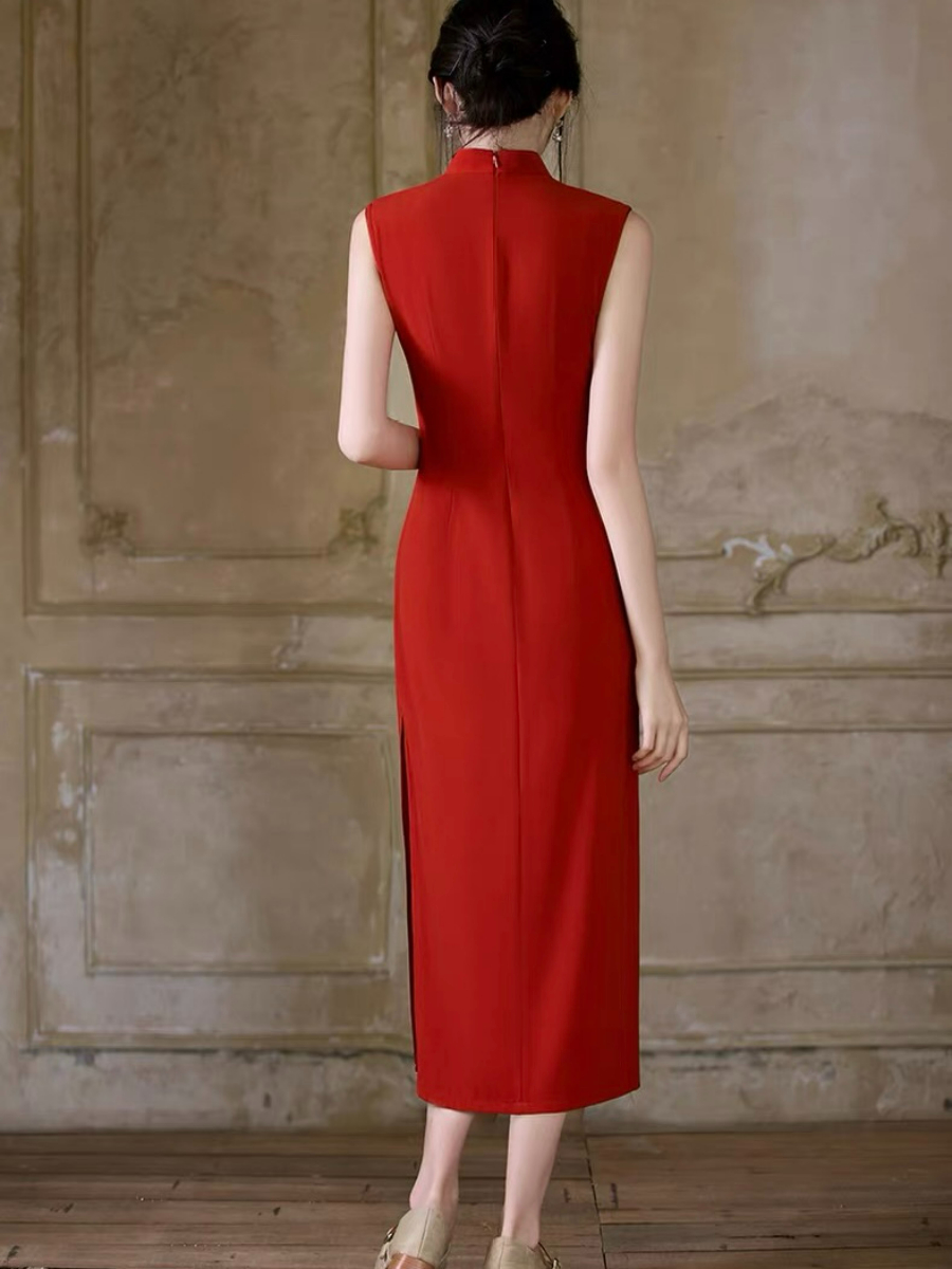 Han Bi Bamboo Embroided Sleeveless Cheongsam