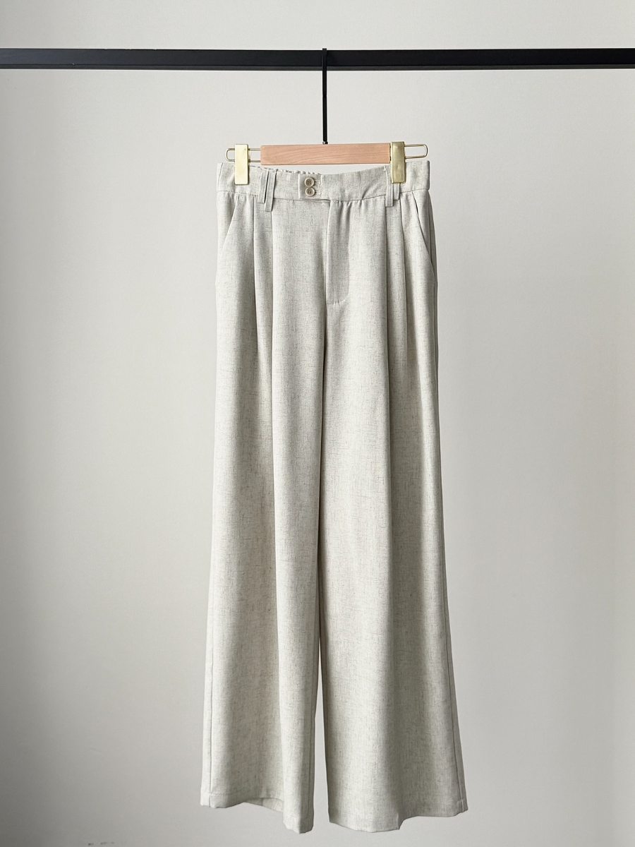 Shantae Double Button High Waist Wide Leg Pants-The Black Bow