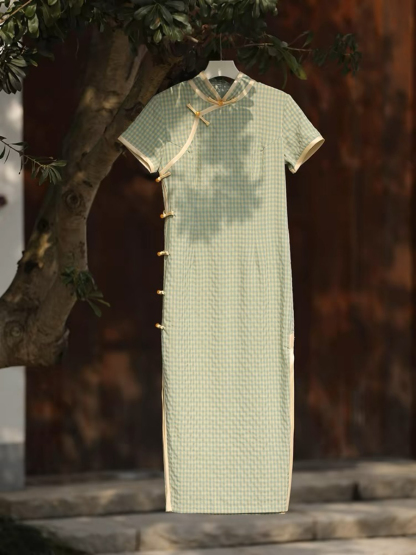 Ya Ge Checked Cheongsam-The Black Bow-