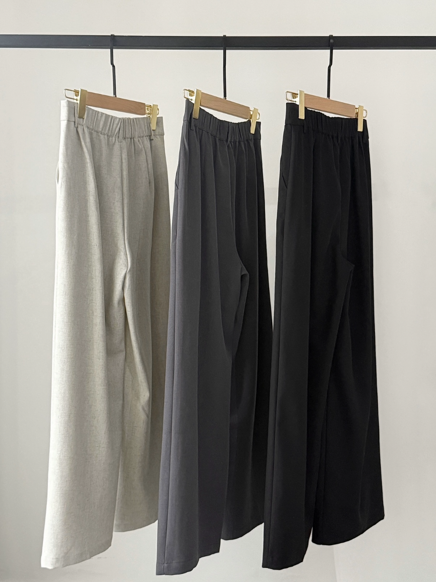 Shantae Double Button High Waist Wide Leg Pants-The Black Bow