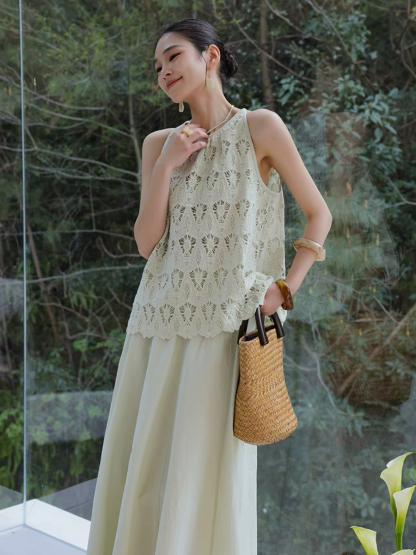 Xendaya Crochet Sleeveless Top & Skirt