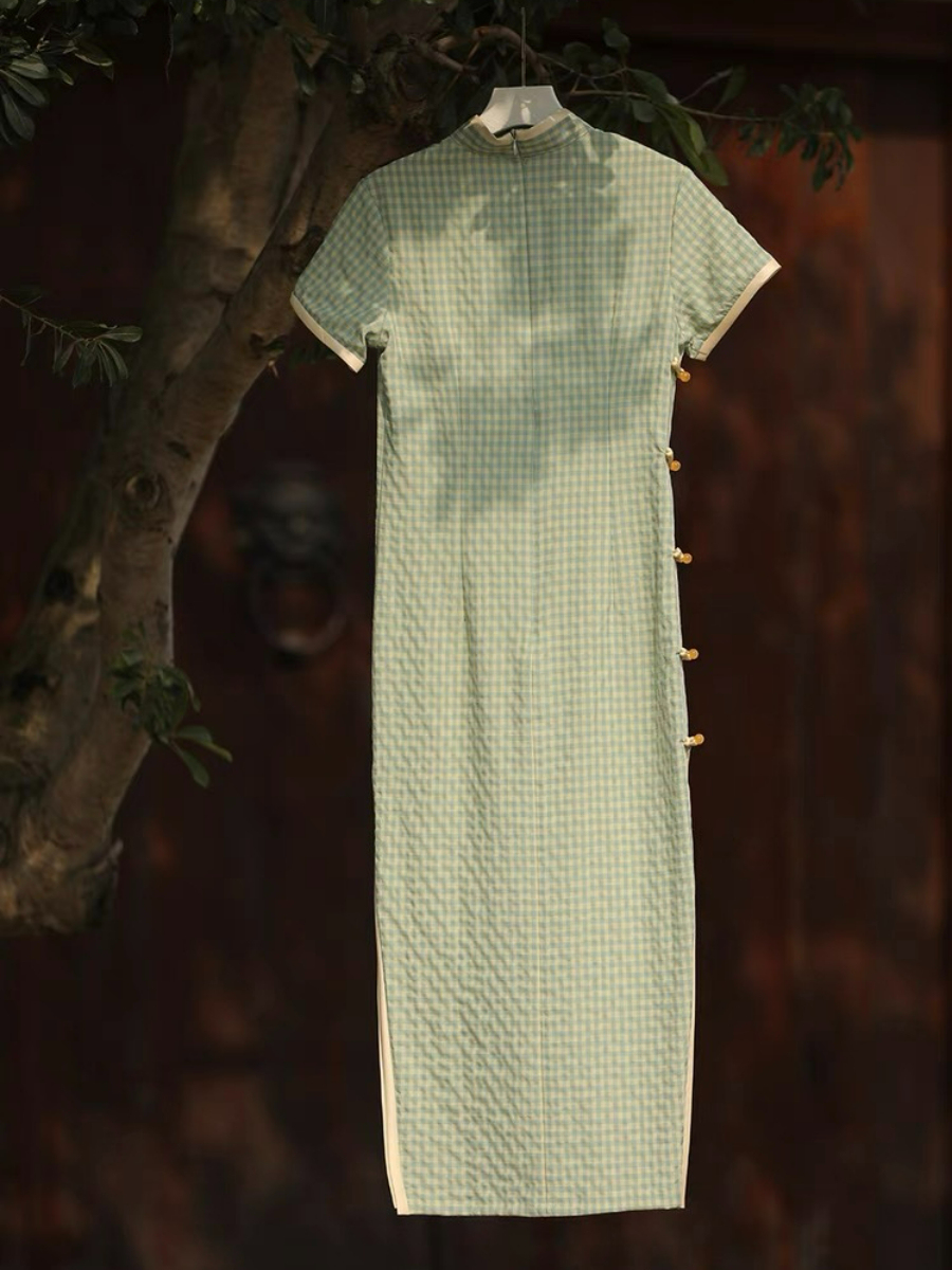 Ya Ge Checked Cheongsam-The Black Bow-