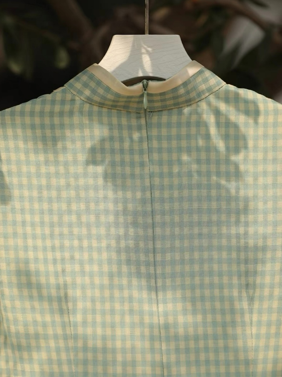 Ya Ge Checked Cheongsam-The Black Bow-