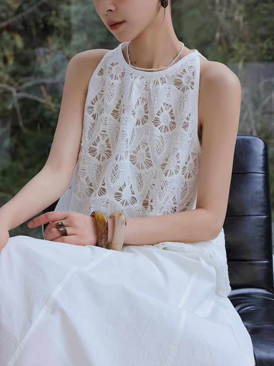Xendaya Crochet Sleeveless Top & Skirt
