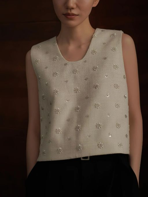 Honey Sleeveless Beaded Blouse
