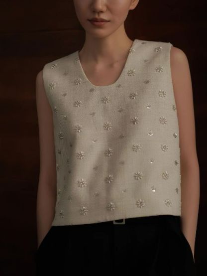 Honey Sleeveless Beaded Blouse