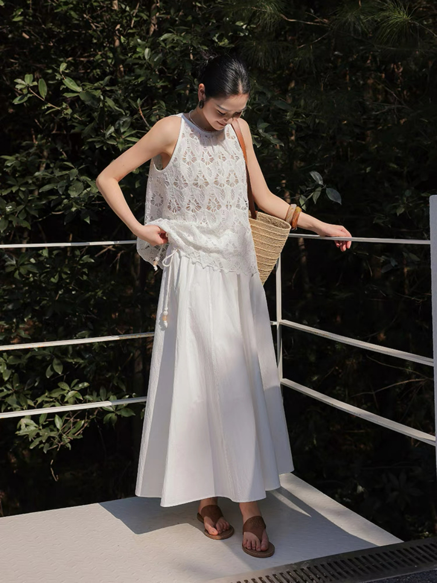 Xendaya Crochet Sleeveless Top & Skirt