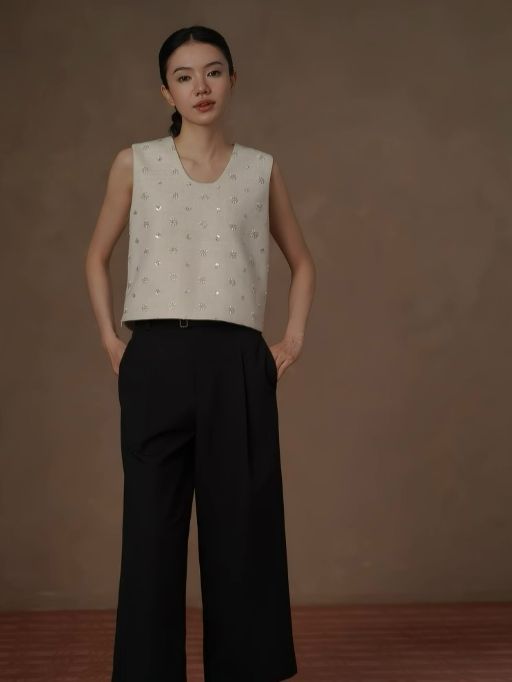 Honey Sleeveless Beaded Blouse
