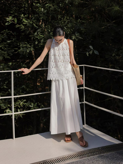 Xendaya Crochet Sleeveless Top & Skirt
