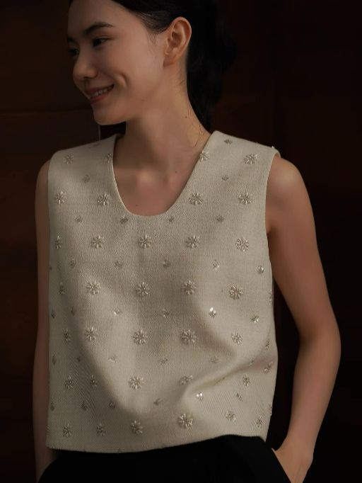 Honey Sleeveless Beaded Blouse