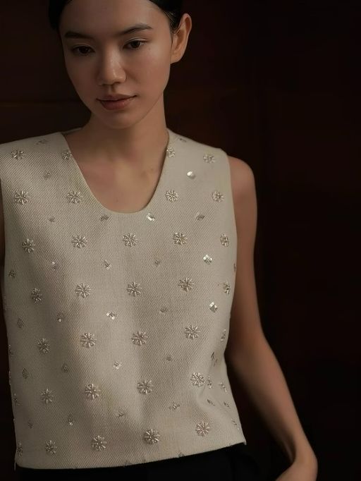 Honey Sleeveless Beaded Blouse