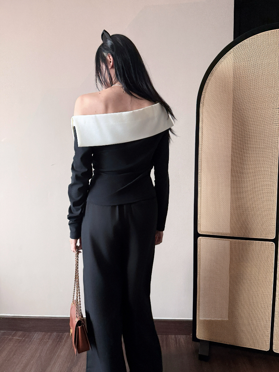 Audrey French Classic One Shoulder Top