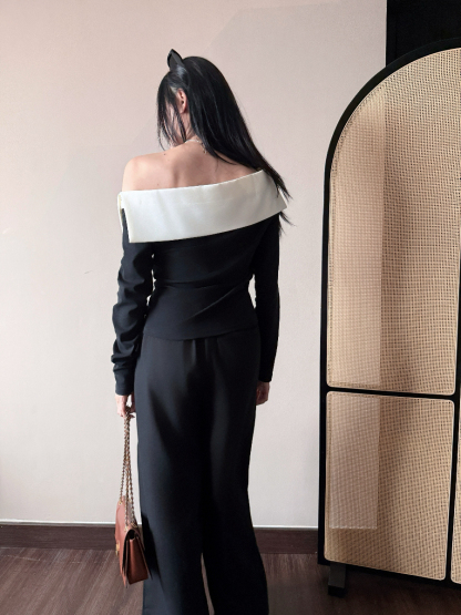 Audrey French Classic One Shoulder Top