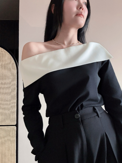 Audrey French Classic One Shoulder Top