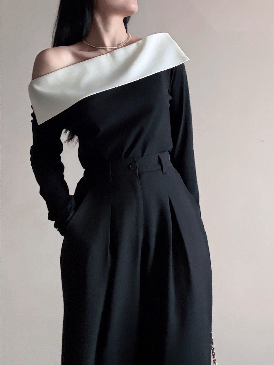 Audrey French Classic One Shoulder Top