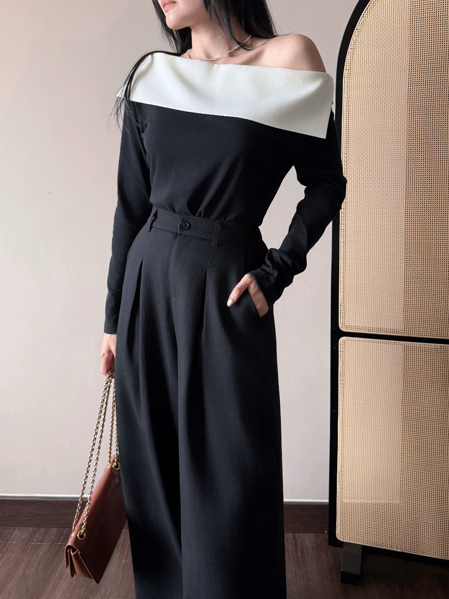 Audrey French Classic One Shoulder Top