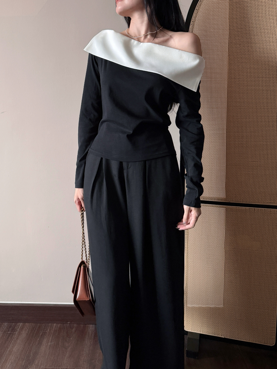 Audrey French Classic One Shoulder Top