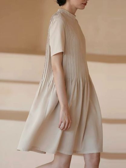 Hadlee Round Collar Pleated Babydoll Dress