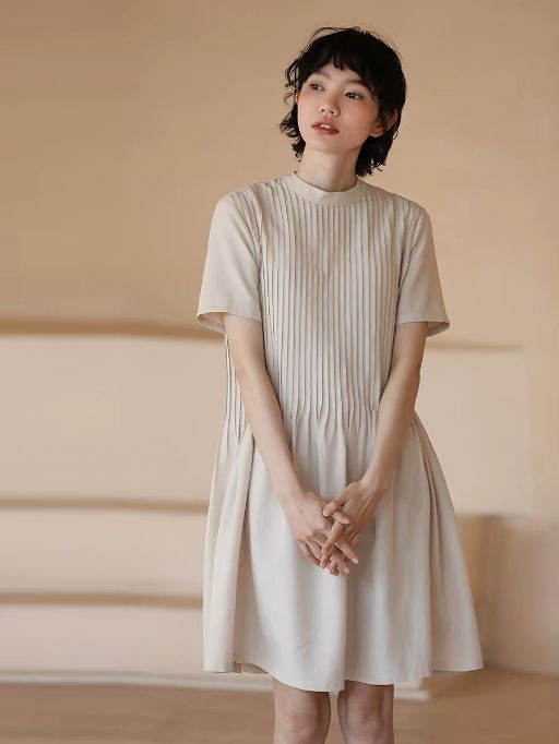 Hadlee Round Collar Pleated Babydoll Dress