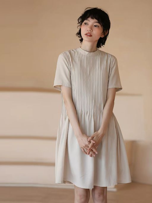 Hadlee Round Collar Pleated Babydoll Dress