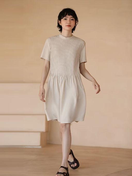 Hadlee Round Collar Pleated Babydoll Dress